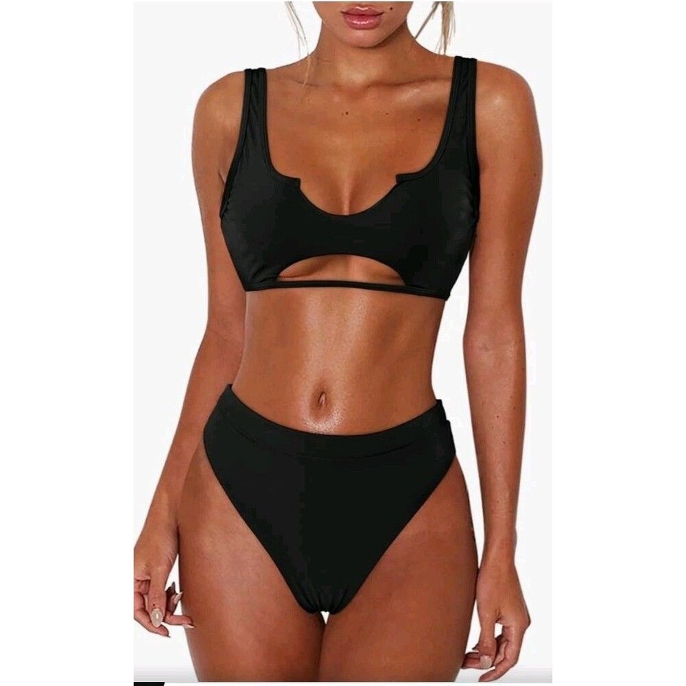 Bikini Set for Women Piece Swimsuits High Waisted Cut Out Scoop Neck V Front XL